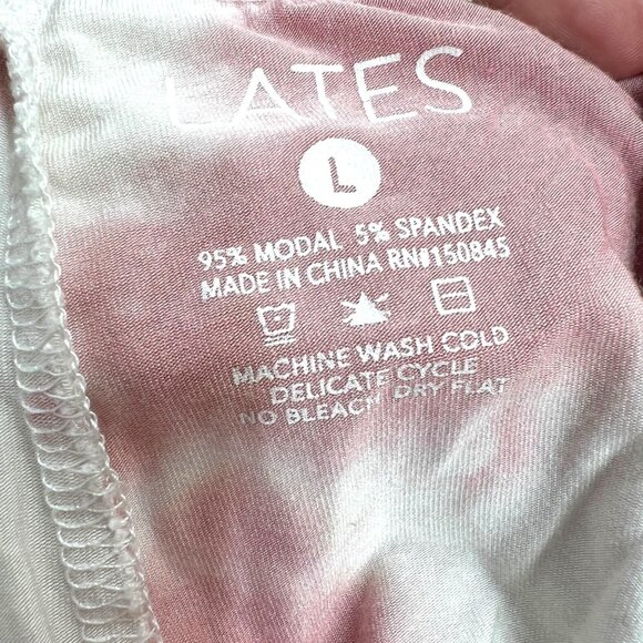 Lates By Kate Tie-Dye Lounge Pajama Set Short Sleeve Modal Pink Cream Size Large - Picture 12 of 13